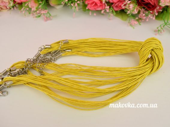Основа на шею Мульти 5в1 из вощенных шнуров , 42+4 см цвет на выбор №9 желтый