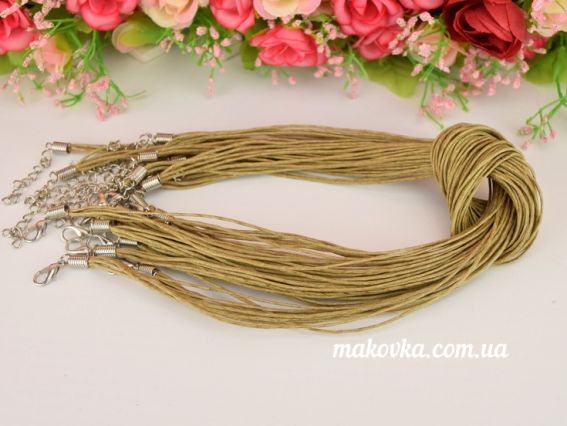 Основа на шею Мульти 5в1 из вощенных шнуров , 42+4 см цвет на выбор №10 бежевый