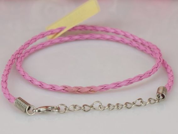 Основа на шею Плетённая, 3 мм, РОЗОВАЯ, 45 см с цепочкрй