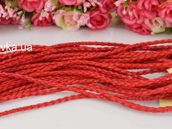 Основа під кулон на шию Плетена, 3 мм, ЧЕРВОНА, 45 см