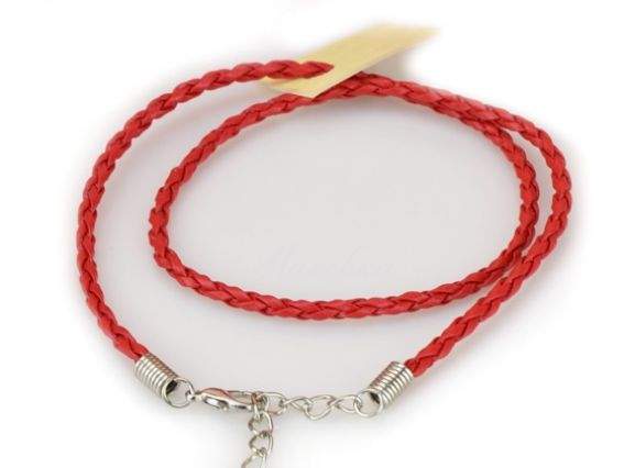 Основа на шию Плетена, 3 мм, ЧЕРВОНА, 45 см+ ланцюжок Основа на шию Плетена, 3 мм, ЧЕРВОНА, 45 см+ ланцюжок