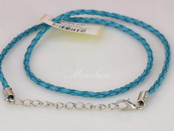 Основа на шею Плетённая, 3 мм, ГОЛУБАЯ, 45 см Основа на шею Плетённая, 3 мм, ГОЛУБАЯ, 45 см