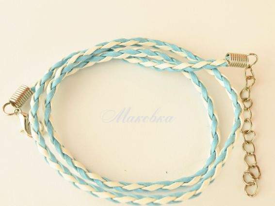 Основа на шею Плетённая, 3 мм, Бело-Голубая, 45 см с цепочкой