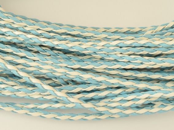 Основа для кулона на шию Плетена двоколірна, 3 мм, Біло-Блакитна, 45 см