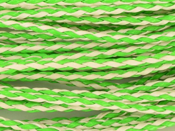 Основа для кулона на шию Плетена двоколірна, 3 мм, Біло-Зелена, 45 см