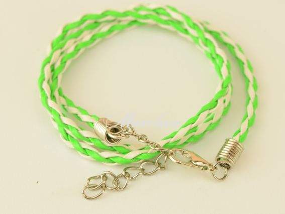 Основа на шию Плетена, 3 мм, Біло-Зелена, 45 см з ланцюжком Основа на шию Плетена, 3 мм, Біло-Зелена, 45 см з ланцюжком