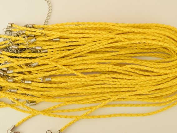 Основа під кулон на шию Сплетена, 3 мм, Жовта, 45 см