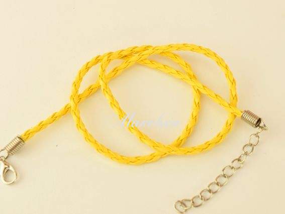 Основа на шию сплетена, 3 мм, Жовта, 45 см з ланцюжком Основа на шию сплетена, 3 мм, Жовта, 45 см з ланцюжком