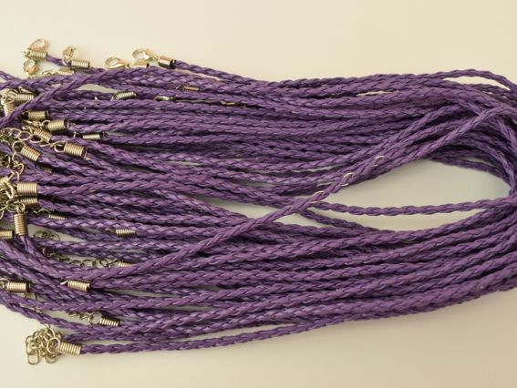 Основа для кулона на шию Плетена, 3 мм, Темно-Бузкова, 45 см