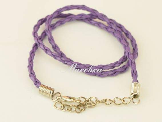 Основа на шию Плетена, 3 мм, Темно-Бузкова 45 см з ланцюжком Основа на шию Плетена, 3 мм, Темно-Бузкова 45 см з ланцюжком