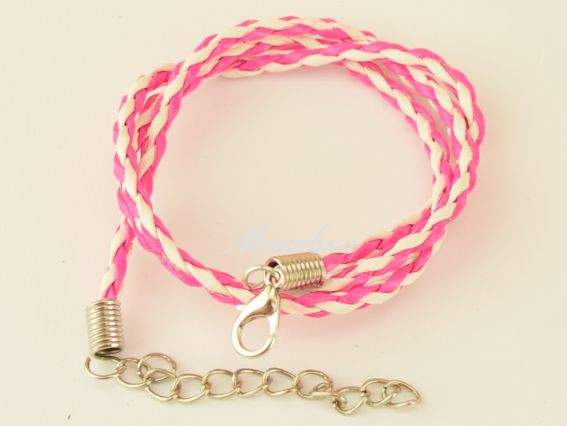 Основа на шею Плетённая, 3 мм, Бело-Розовая, 45 см с цепочкой