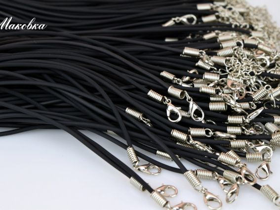 Основа на шею силиконовая 2 мм Черная, 46+3,5 см Основа на шею силиконовая 2 мм Черная, 46+3,5 см