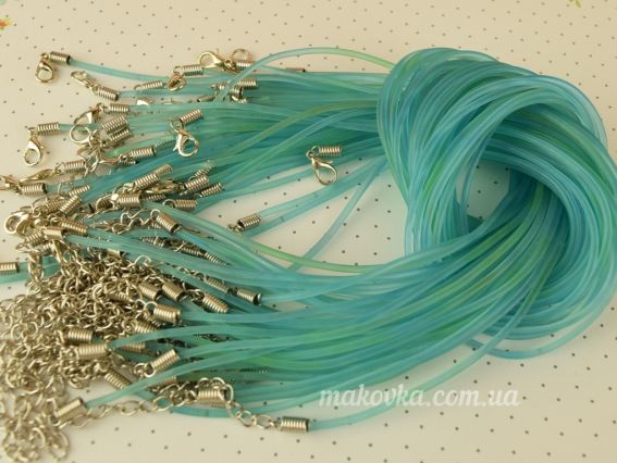 Основа на шию силіконова 2 мм кольорова, 46+3 см голубая