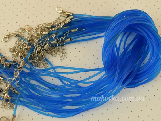 Основа на шию силіконова 2 мм кольорова, 46+3 см синий (средний)