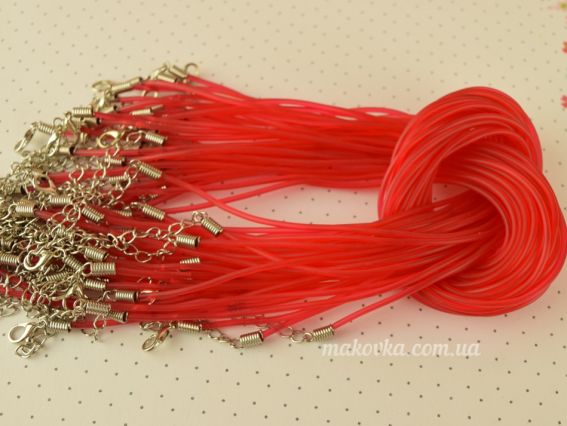 Основа на шию силіконова 2 мм кольорова, 46+3 см красная