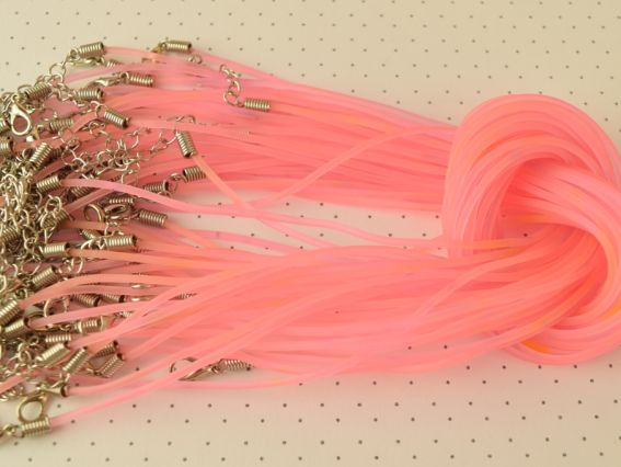 Основа на шию силіконова 2 мм кольорова, 46+3 см розовая