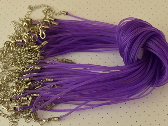 Основа на шию силіконова 2 мм кольорова, 46+3 см сиреневый