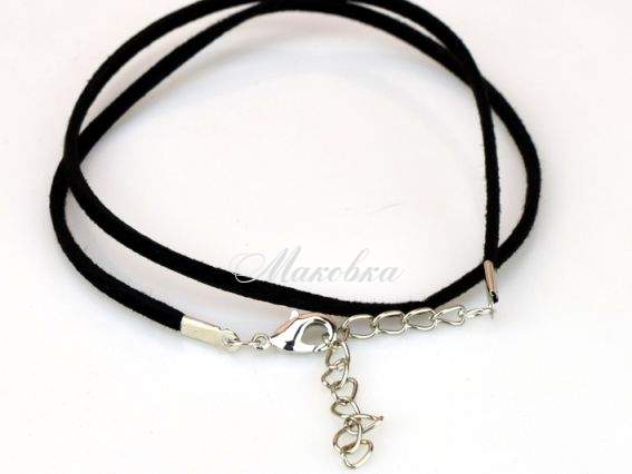 Основа на шию замшева 3 мм, ЧОРНА, 46 см + ланцюжок Основа на шию замшева 3 мм, ЧОРНА, 46 см + ланцюжок