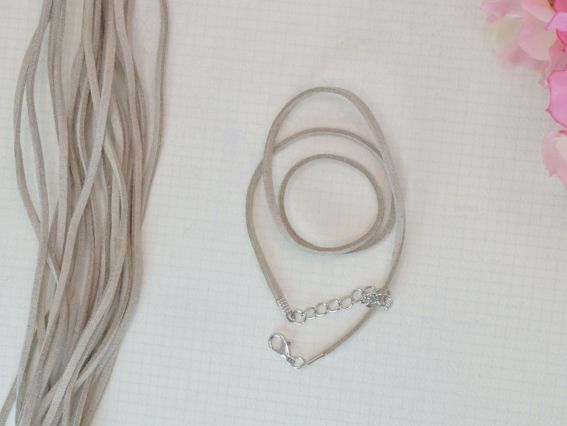 Основа на шию замшева 3 мм, Кава з молоком, 44см + ланцюжок Основа на шию замшева 3 мм, Кава з молоком, 44см + ланцюжок