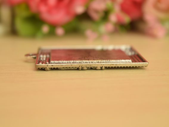 Основа під камінь або вишивку №37, Прямокутна рамка з трояндами 33x42 мм (21х29) мм, античне срібло