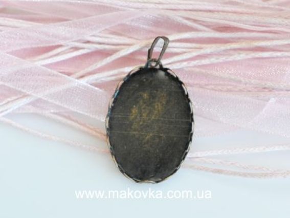 Оправа №11 під кулон, з бордюром та бейлом, колір антична бронза 25,5x19 мм