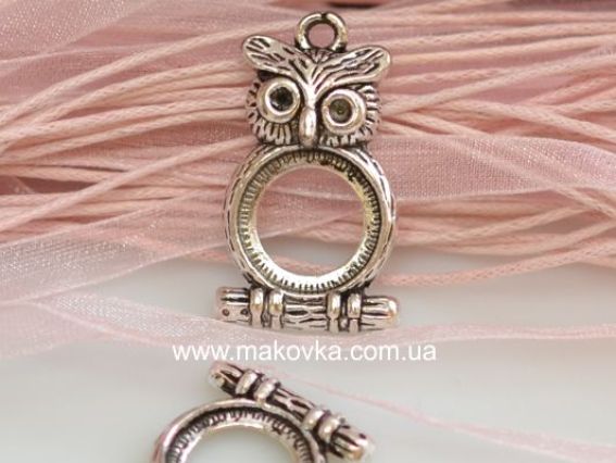 Оправа-подвеска для кабошона Сова, 1 шт, античное серебро Оправа-подвеска для кабошона Сова, 1 шт, античное серебро