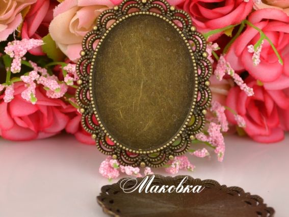 Основа под камею №19, античная бронза 41x51 (30х40) мм, сплав Основа под камею №19, античная бронза 41x51 (30х40) мм, сплав