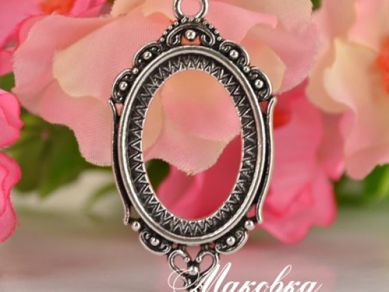 Основа под камею №21 Романтика, овальная, античное серебро 23х42 (18х24) мм, 1 шт Основа под камею №21 Романтика, овальная, античное серебро 23х42 (18х24) мм, 1 шт