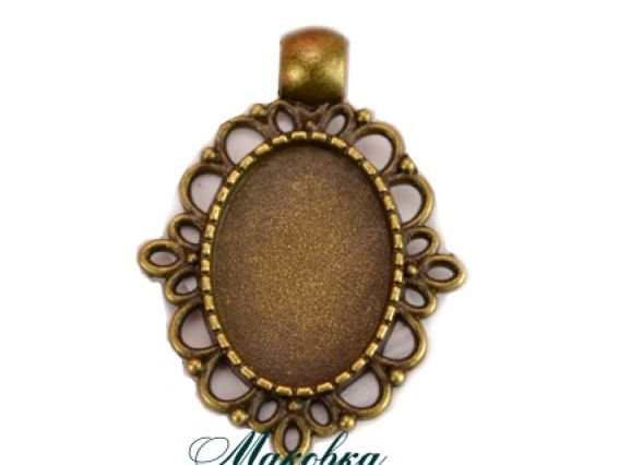 Основа под камею №24 Петельки, античная бронза 24x33 (13х18) мм, 1 шт Основа под камею №24 Петельки, античная бронза 24x33 (13х18) мм, 1 шт