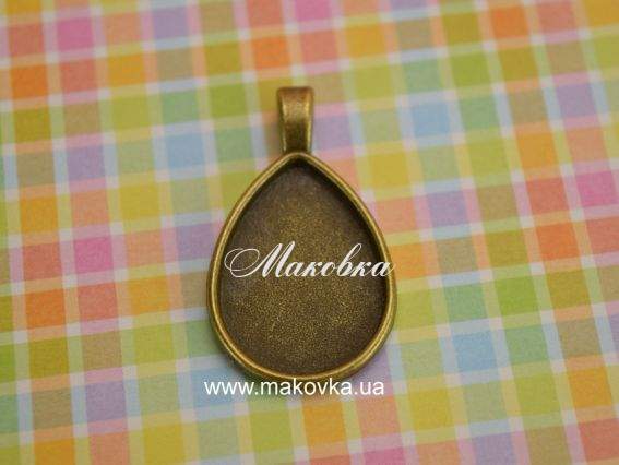 Основа під кабошон №30, КРАПЛЯ 21x36 мм, антична бронза 1 шт Основа під кабошон №30, КРАПЛЯ 21x36 мм, антична бронза 1 шт