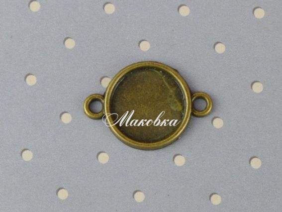 Основа под кабошон для браслета №39, Круг с двумя колечками 59х41 мм (25х35) мм, античная бронза, 1 шт