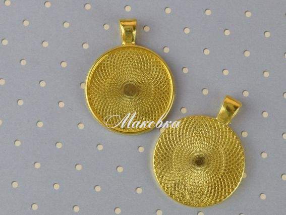 Основа под кабошон №41 Круглая 27х35 мм , золотая, 1 шт