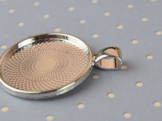 Оправа для кабошона №41 Кругла 27х35 мм, колір платіновий, 1 шт