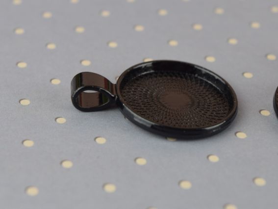 Оправа для кабошона №42 Кругла 23х30 мм, для кабошона 20мм, колір чорний, 1 шт