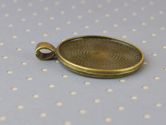 Оправа для кабошона №44 Кругла , розмір 32х40 мм, колір античне БРОНЗА, 1 шт