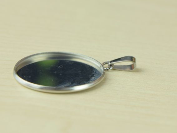 Оправа для кабошона №45 Кругла 26х35 мм, колір платіновий, 1 шт