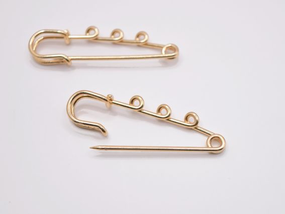 Шпилька з колечками для підвісок, довжина 5 см, 3 кільця, колір під золото