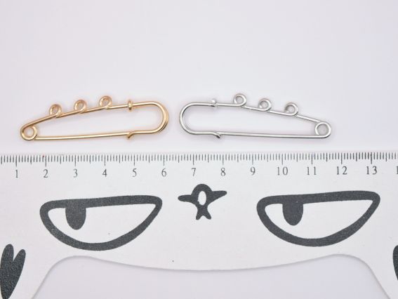 Шпилька з колечками для підвісок, довжина 5 см, 3 кільця, колір під золото