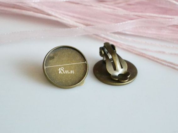 Клипсы с базой 20 мм, антикварная бронза, 1 пара Клипсы с базой 20 мм, антикварная бронза, 1 пара