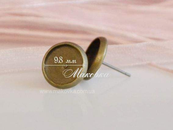 Швензы-гвоздик под пластику 12 мм, антикварная бронза, 1 пара Швензы-гвоздик под пластику 12 мм, антикварная бронза, 1 пара