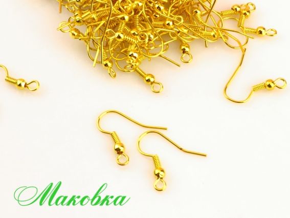 Основа для сережок Гачок, 1 пара, колір золотий