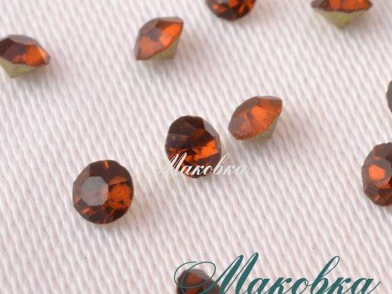Стразы хрустальные, КОРИЧНЕВЫЙ КОФЕ (№14) 2.00-2.10 мм конус, SS6.5, PP14, 1440 шт в уп
