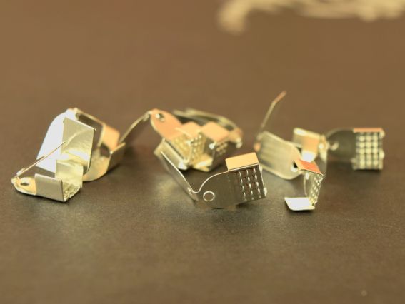 Зажим для прикрас Коробочка 7x11x5мм 10шт/уп срібло