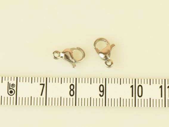 Замочек для бусс Карабин СТАЛЬ ювелирная 12 мм , 2 шт