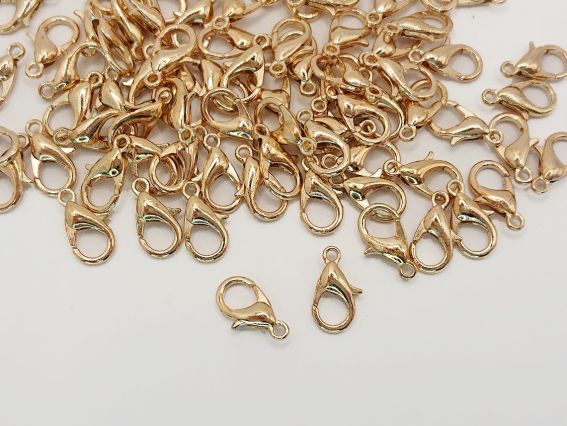 Застібка карабін 11,5х7 мм, бліде золото