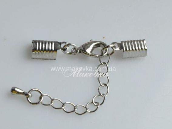 Замок с зажимами, набор, длина 42 мм, 6x12x3мм, 5,5x12x4 мм, под серебро Замок с зажимами, набор, длина 42 мм, 6x12x3мм, 5,5x12x4 мм, под серебро