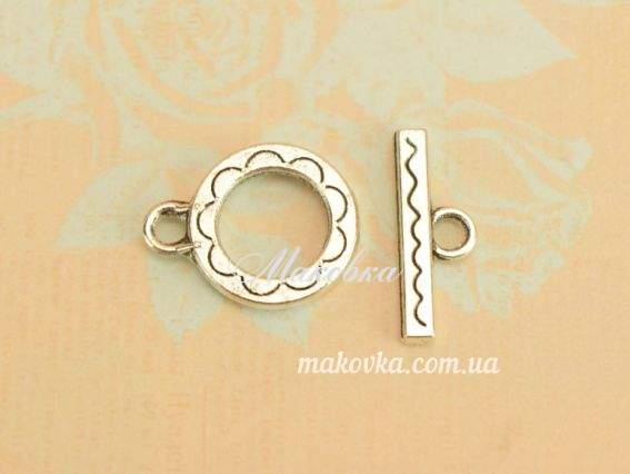 Замок-тогл Цветочек маленький, античное серебро, 1 шт Замок-тогл Цветочек маленький, античное серебро, 1 шт