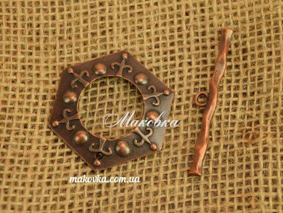 Замок-тогл Гексагон, античная медь 1 шт