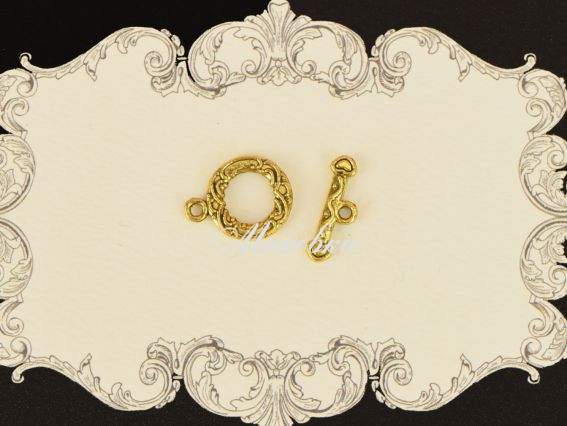 Замок-тогл Рококо, античное золото, 1 шт