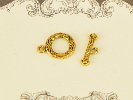 Бижутерная застежка Замок-тогл Рококо цвет античное золото 1 шт